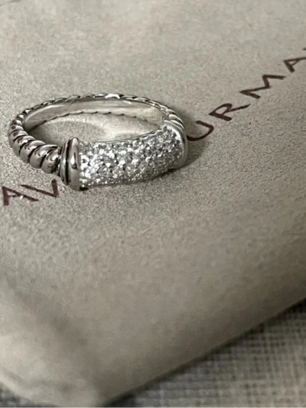 ✨ David Yurman Silver Pavé Diamond Cable Ring ✨